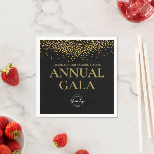 Företag Logotyp Black Guld Confetti Annual Gala Pappersservett