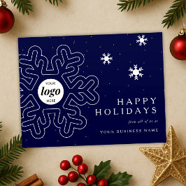 Företag Logotyp jul Snöflingor Navy Corporate Helg Vykort