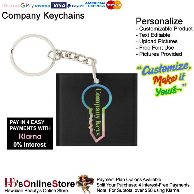 Företag Nycklar Nyckelring Anpassningsbar Mall 3 (Company Square Keys Keychain Customizable Template.)