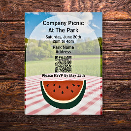 Företag Picnic Park QR Code Watermelon Inbjudan Vykort