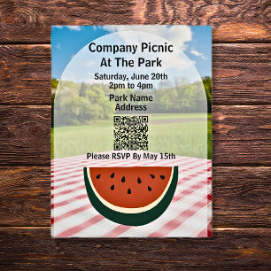 Företag Picnic Park QR Code Watermelon Inbjudan Vykort