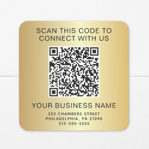 Företag QR-kod Guld Fyrkantigt Klistermärke