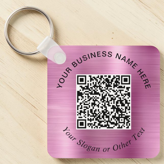 Företag QR-kod Kampanj Rosa Nyckelring (Business QR Code Promotional Pink Keychain)