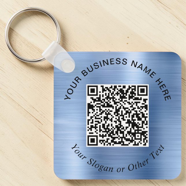 Företag QR-kod Kampanjblå Nyckelring (Business QR Code Promotional Blue Keychain)
