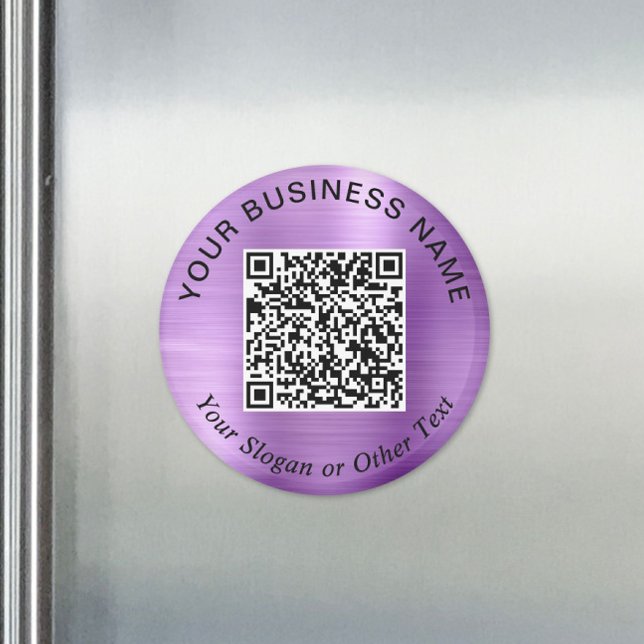 Företag QR-kod Lila Kampanj Magnet (Business QR Code White Promotional Magnet)