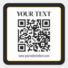 Företag QR-kod med topp- och botten text, svart oc Fyrkantigt Klistermärke