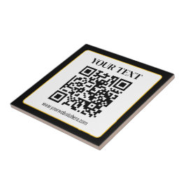 Företag QR-kod med topp- och botten text, svart oc Kakelplatta