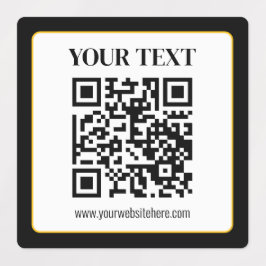 Företag QR-kod med topp- och botten text, svart oc Klistermärke