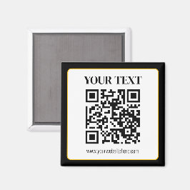 Företag QR-kod med topp- och botten text, svart oc Magnet