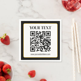 Företag QR-kod med topp- och botten text, svart oc Pappersservett