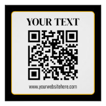 Företag QR-kod med topp- och botten text, svart oc