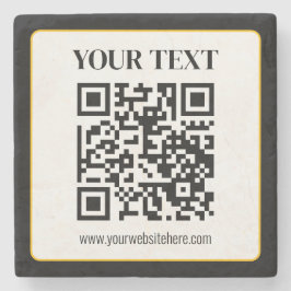 Företag QR-kod med topp- och botten text, svart oc Stenunderlägg
