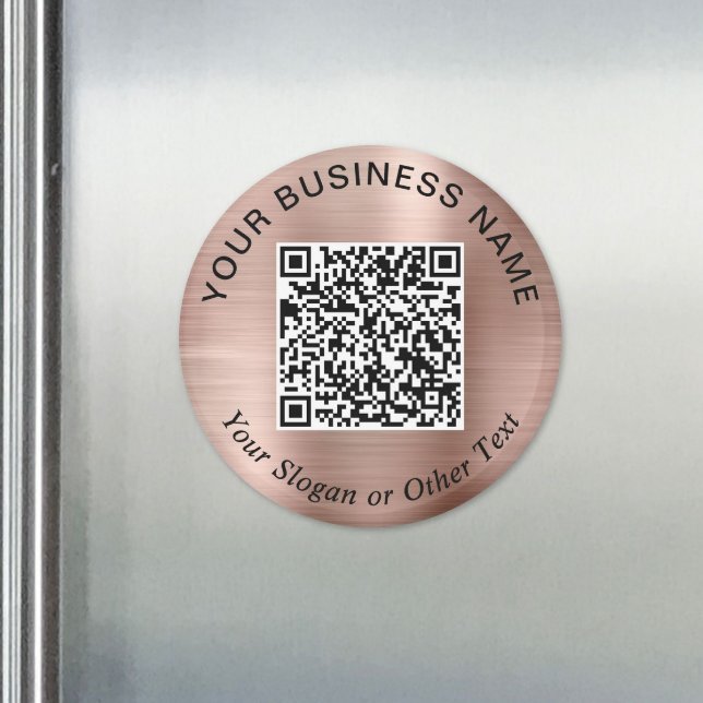 Företag QR-kod Rose Gold Kampanj Magnet (Business QR Code Rose Gold Promotional Magnet)