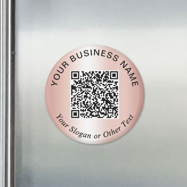 Företag QR-kod Rose Guld Kampanj Magnet (Business QR Code Rose Gold Promotional Magnet)