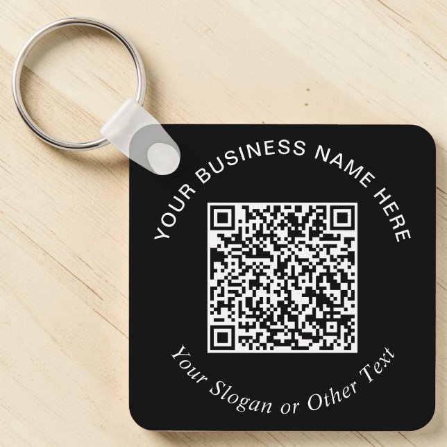 Företag QR-kod Svart Kampanj Nyckelring (Business QR Code Black Promotional Keychain)