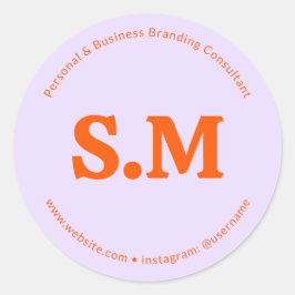 Företag Retro Monogram Lila Orange Runt Klistermärke