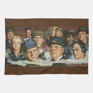 Företag yrken, Vintage patriotisk patriotism Kökshandduk