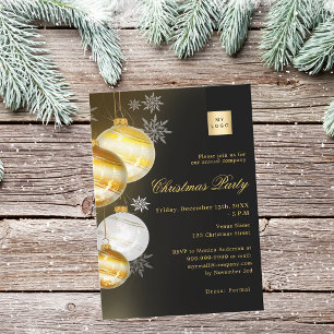 Företaget Black guld baubles logotyp jul Party Inbjudningar