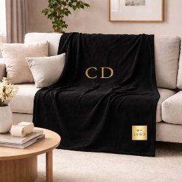 Företaget Black guld Corporate logotyp Mongram lyx Fleecefilt