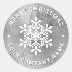 Företaget Snowflake faux silver god jul Runt Klistermärke