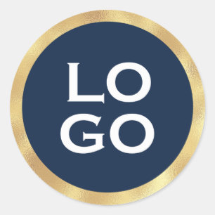 Företagets Anpassningsbar Logotyp & Guld Ram på ma Runt Klistermärke