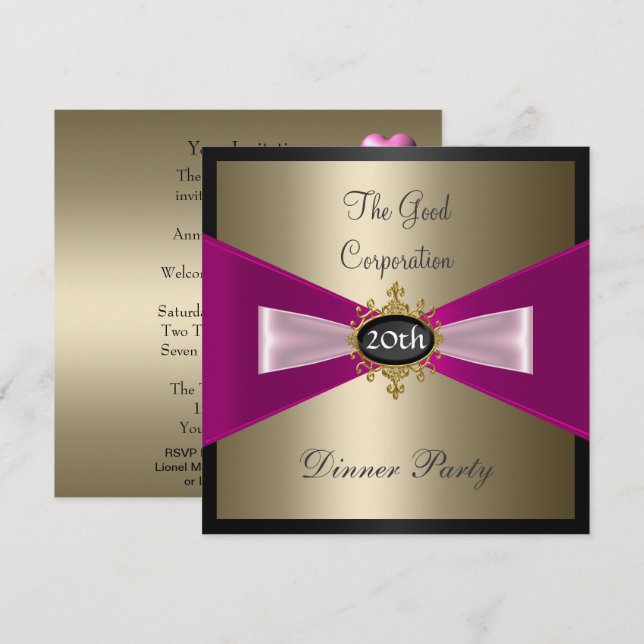 Företagets årliga inbjudan till middagsfest (Fram/baksida)