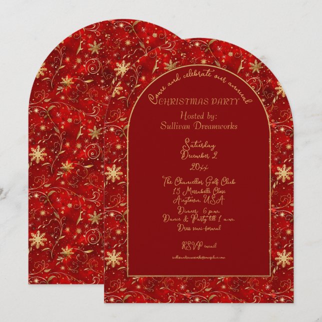 Företagets årliga julfest Invitation Inbjudningar (Fram/baksida)