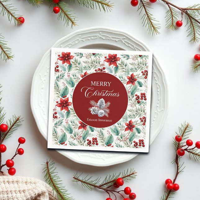 Företagets julfestgrönska Poinsettia  Pappersservett (Skapare uppladdad)