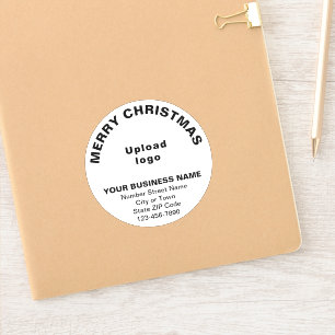 Företagets julhälsning på vit rund vinyl klistermärken