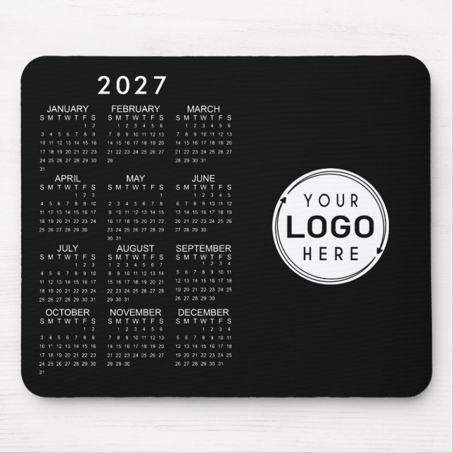 Företagets logotyp 2026 Kalender Anpassade färger  Musmatta (Framsidan)