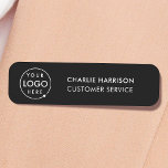 Företagets Logotyp | Anpassningsbar Personal Black Namnbricka<br><div class="desc">En vanlig svart affärsmodell i anpassningsbar i ett modernt minimalistiskt stil som lätt kan uppdateras med företagets logotyp och text. Om du behöver hjälp med att anpassa den här produkten kontaktar du mig med hjälp av meddelandeknappen nedan så hjälper jag lycklig.</div>