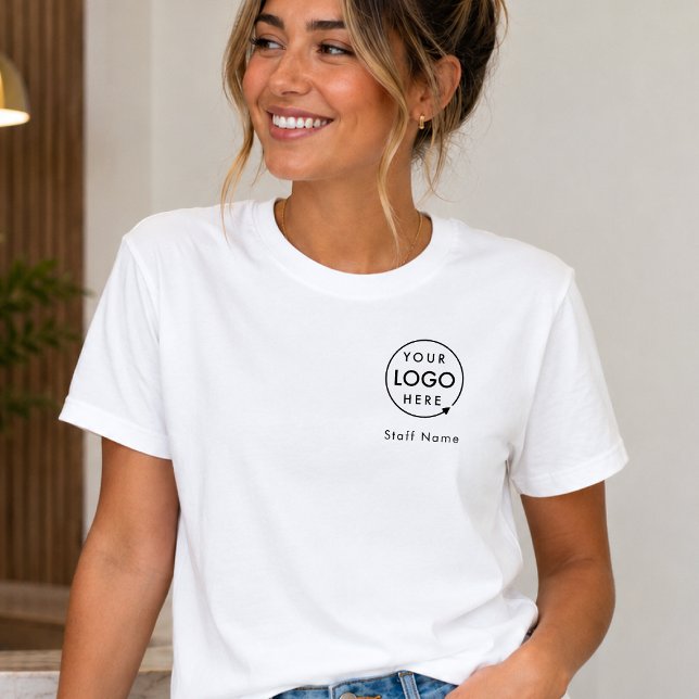 Företagets logotyp Anställdas namn Personal Brande T Shirt (Minimalist company branded t-shirts for your team apparel employee uniforms with staff name tag.)