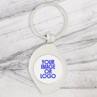 Företagets logotyp Enkel vit Swirl Silverfärgad Nyckelring