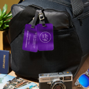 Företagets logotyp falsk violett lila ombré-folie bagagebricka
