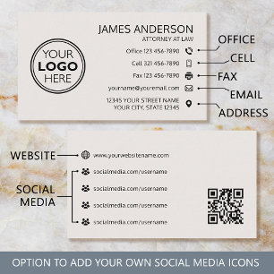 Företagets logotyp Fax QR-kod Professionell Off-Wh Visitkort