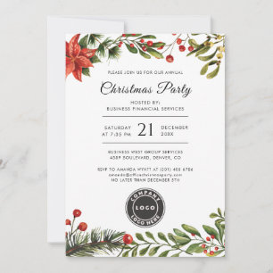 Företagets Logotyp Jul-Helgdagar Party Inbjudningar