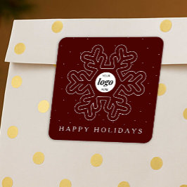 Företagets Logotyp Jul Snowflake Red Fyrkantigt Klistermärke