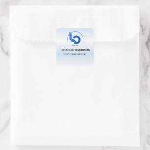 Företagets logotyp   Minimal blå Anställd Personal Fyrkantigt Klistermärke