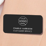 Företagets Logotyp | Modern svart personal Namnbricka<br><div class="desc">En vanlig svart affärsmodell i anpassningsbar i ett modernt minimalistiskt stil som lätt kan uppdateras med företagets logotyp och text. Om du behöver hjälp med att anpassa den här produkten kontaktar du mig med hjälp av meddelandeknappen nedan så hjälper jag lycklig.</div>