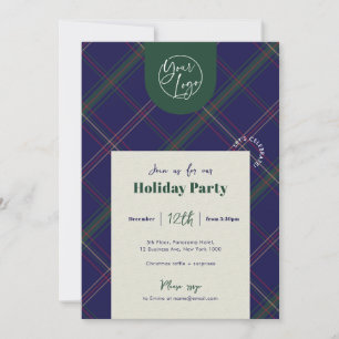 Företagets logotyp Navy Plaid Julfest för personal Inbjudningar