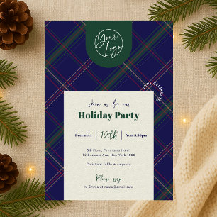 Företagets logotyp Navy Plaid Julfest för personal Inbjudningar