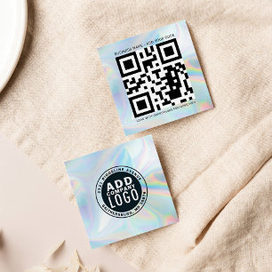 Företagets Logotyp och QR-kod DIY HoloGraph Fyrkantigt Visitkort