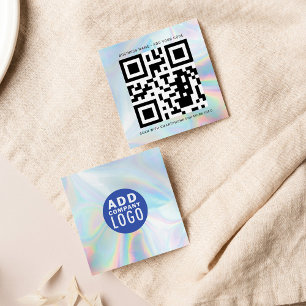 Företagets Logotyp och QR-kod DIY HoloGraph Fyrkantigt Visitkort