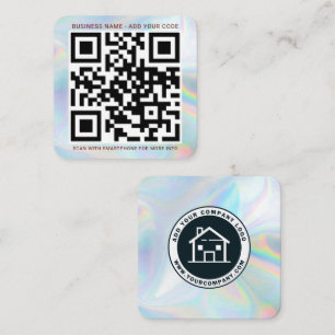 Företagets Logotyp och QR-kod DIY HoloGraph Fyrkantigt Visitkort