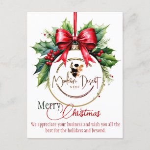 Företagets logotyp ornament anpassad Holiday Vykor Helg Vykort