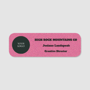 Företagets Logotyp på Rosa läder Skriv ut Namnbricka
