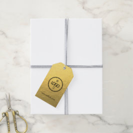 Företagets logotyp Produktbeskrivning Guldbutik QR Presentetikett