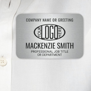 Företagets Logotyp Professionell Employee Faux Sil Namnbricka
