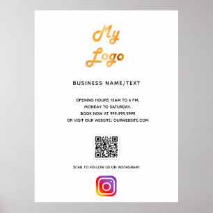 Företagets logotyp qr-kod instagram vit poster