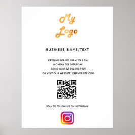 Företagets logotyp qr-kod instagram vit poster